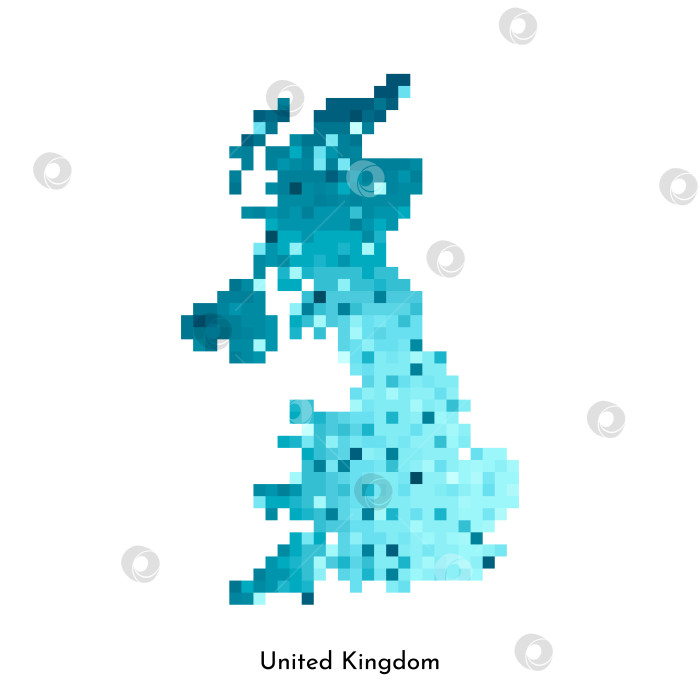 Скачать Векторная изолированная геометрическая иллюстрация с простой ледяной синей формой карты Соединенного Королевства Великобритании и Северной Ирландии. Стиль пиксельной графики для шаблона NFT. Пунктирный логотип с градиентной текстурой фотосток Ozero