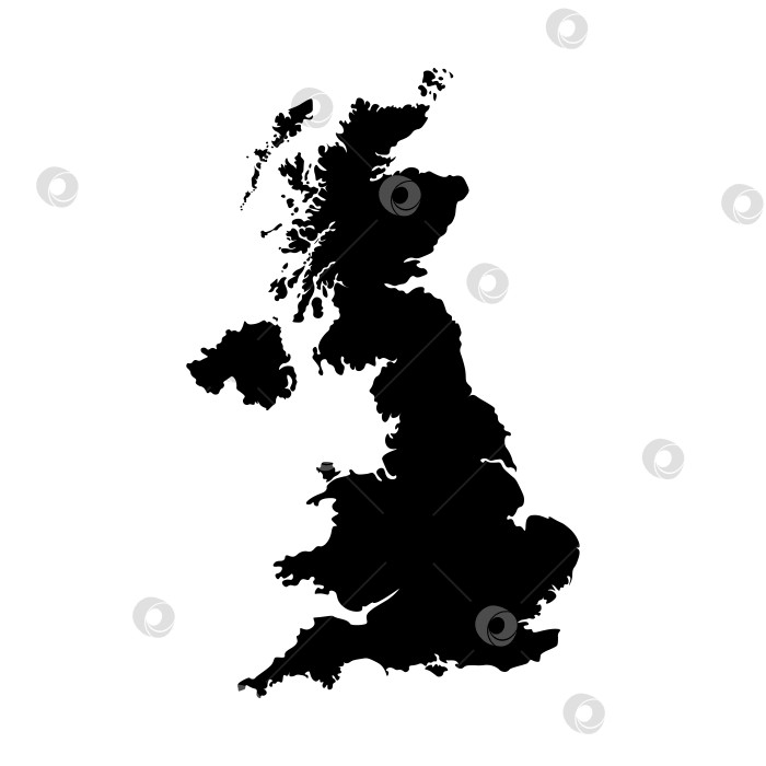 Скачать Векторная изолированная упрощенная иллюстрация с черным силуэтом Соединенного Королевства Великобритании и Северной Ирландии, карта Великобритании. Белый фон фотосток Ozero