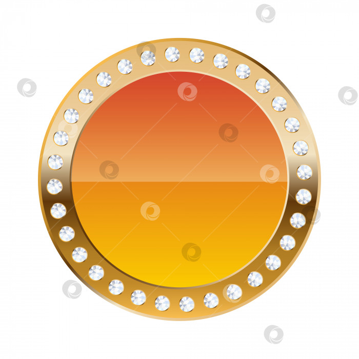 Скачать Оранжевая круглая кайма с золотой оправой и бриллиантами фотосток Ozero