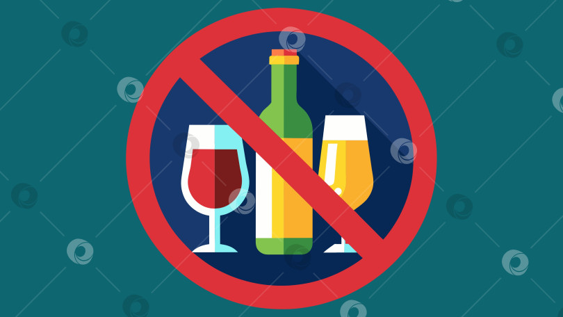 Скачать Значок запрета употребления алкоголя в плоском стиле. Концепция - избегайте употребления алкоголя фотосток Ozero