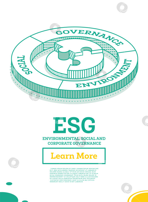 Скачать Концепция ESG в области охраны окружающей среды, социальной сферы и управления. Устойчивое развитие. Концепция изометрического контура. Зеленый цвет. фотосток Ozero