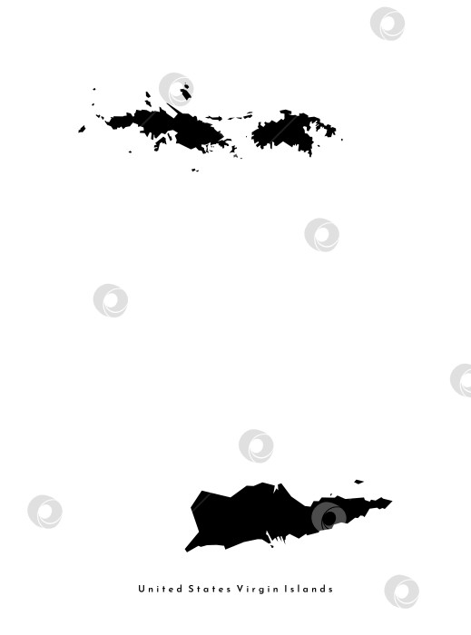 Скачать Векторная изолированная упрощенная иллюстрация с черным силуэтом Виргинских островов Соединенных Штатов, карта Америки. Белый фон фотосток Ozero