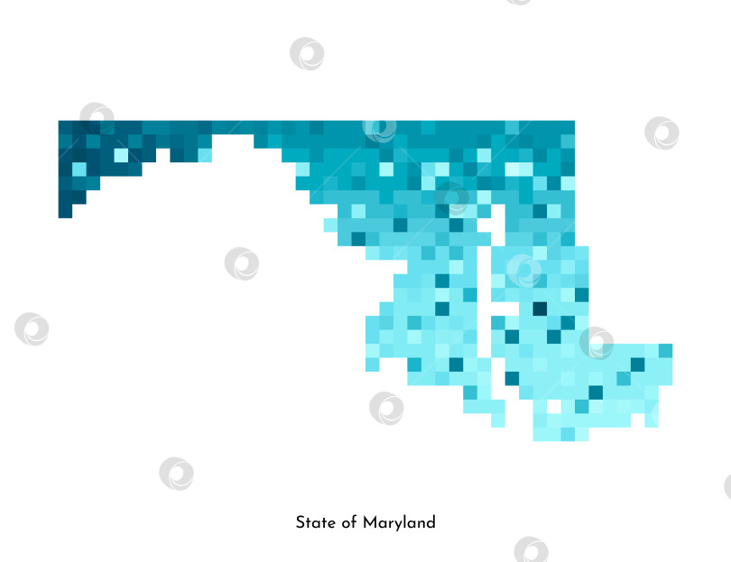 Скачать Векторная изолированная геометрическая иллюстрация с изображением льдисто-голубой области на карте США, штат Мэриленд. Стиль пиксельной графики для шаблона NFT. Простой красочный логотип с градиентной текстурой фотосток Ozero