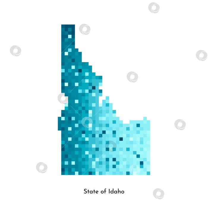 Скачать Векторная изолированная геометрическая иллюстрация с ледяной синевой на карте США, штат Айдахо. Стиль пиксельной графики для шаблона NFT. Простой красочный логотип с градиентной текстурой фотосток Ozero