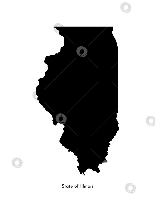 Скачать Векторная изолированная упрощенная иллюстрация с черным силуэтом карты штата Иллинойс, США. Белый фон фотосток Ozero
