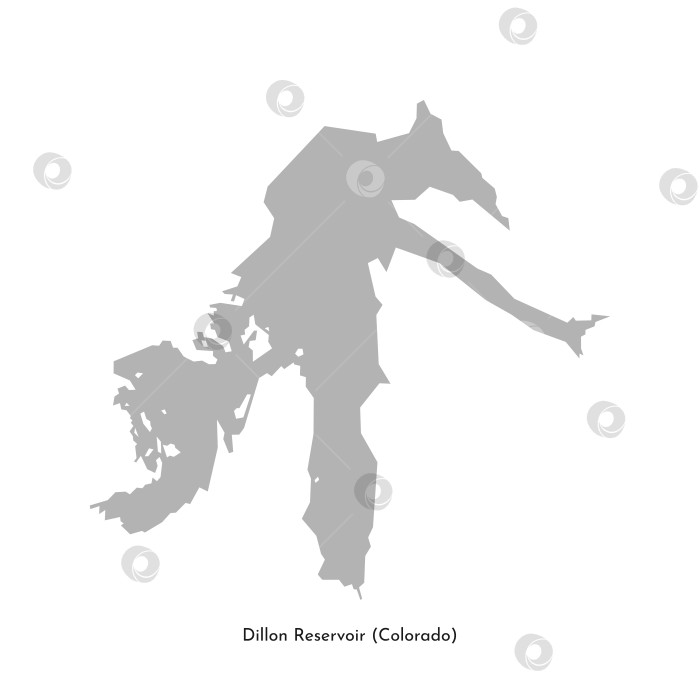 Скачать Векторная изолированная упрощенная иллюстрация с серым силуэтом на карте водохранилища Диллон, штат Колорадо, США. Белый фон фотосток Ozero