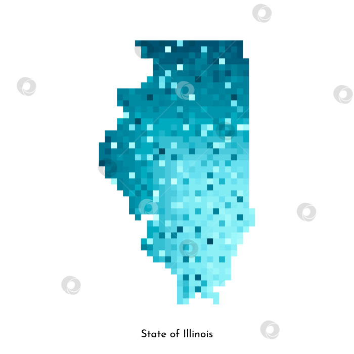 Скачать Векторная изолированная геометрическая иллюстрация с ледяной синевой на карте США, штат Иллинойс. Стиль пиксельной графики для шаблона NFT. Простой красочный логотип с градиентной текстурой фотосток Ozero