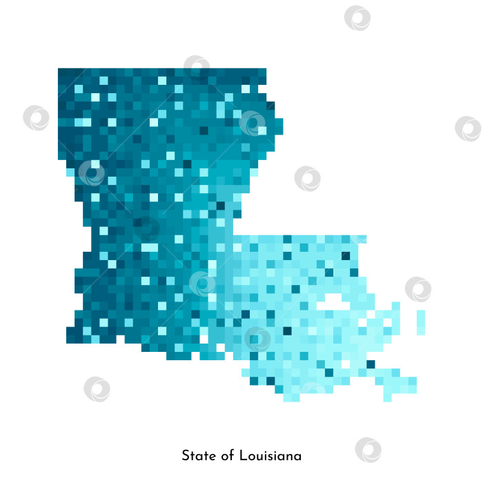 Скачать Векторная изолированная геометрическая иллюстрация с изображением льдисто-голубой области на карте США, штата Луизиана. Стиль пиксельной графики для шаблона NFT. Простой красочный логотип с градиентной текстурой фотосток Ozero