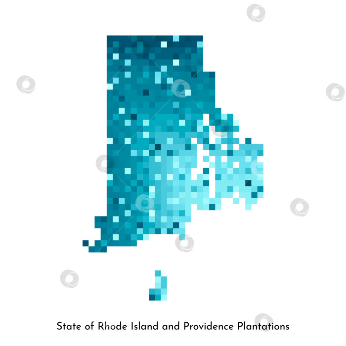 Скачать Векторная изолированная геометрическая иллюстрация с ледяной синевой на карте США, штат Род-Айленд. Стиль пиксельной графики для шаблона NFT. Простой красочный логотип с градиентной текстурой фотосток Ozero