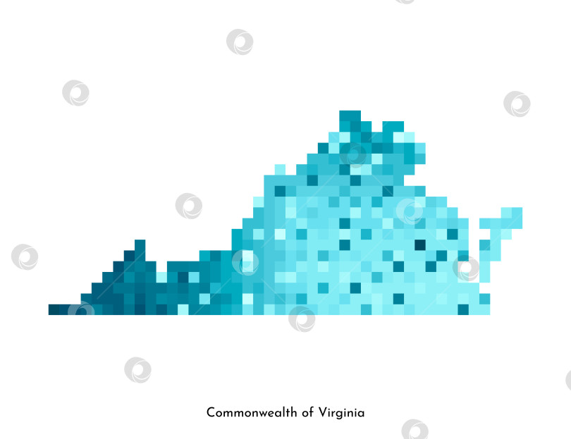 Скачать Векторная изолированная геометрическая иллюстрация с ледяной синевой на карте штата Вирджиния. Стиль пиксельной графики для шаблона NFT. Простой красочный логотип с градиентной текстурой фотосток Ozero