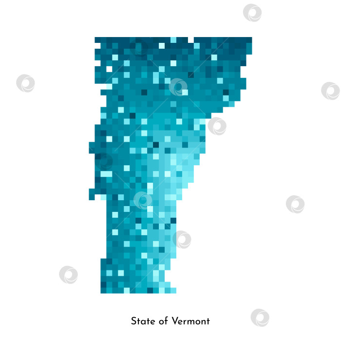 Скачать Векторная изолированная геометрическая иллюстрация с изображением льдисто-голубой области США, штат Вермонт на карте. Стиль пиксельной графики для шаблона NFT. Простой красочный логотип с градиентной текстурой фотосток Ozero