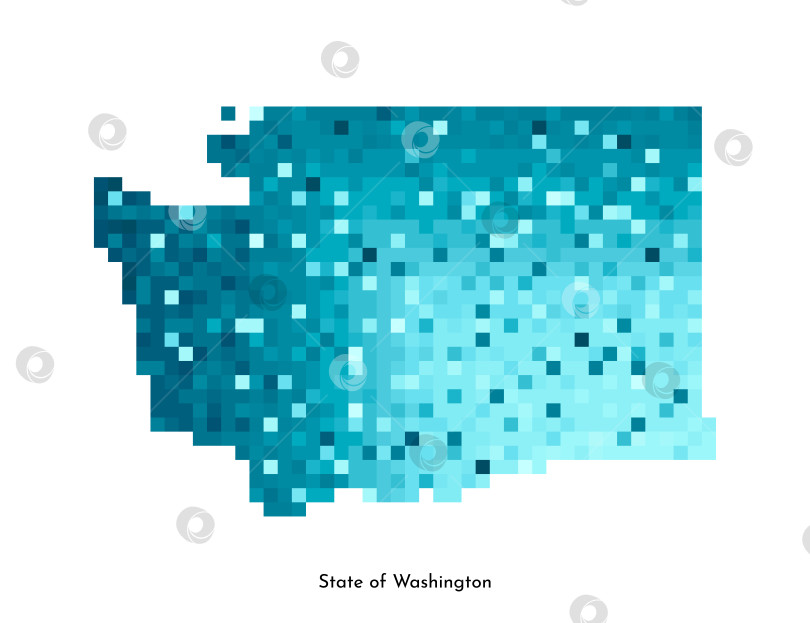 Скачать Векторная изолированная геометрическая иллюстрация с изображением льдисто-голубой области на карте США, штат Вашингтон. Стиль пиксельной графики для шаблона NFT. Простой красочный логотип с градиентной текстурой фотосток Ozero
