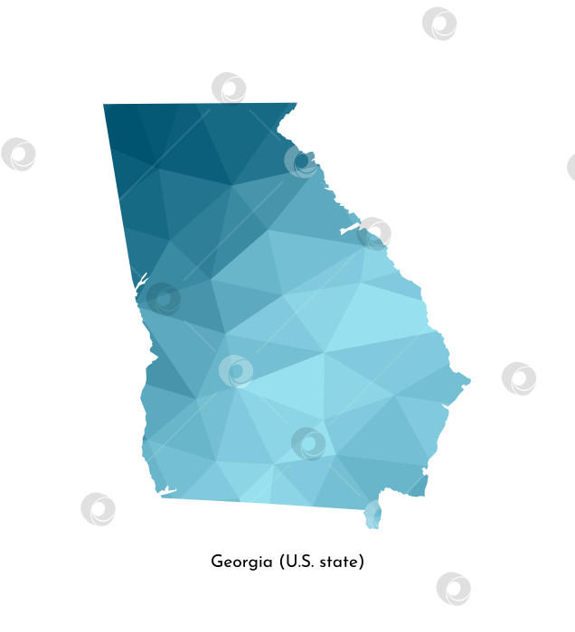 Скачать Векторная изолированная иллюстрация с изображением упрощенной синей карты штата Джорджия, США. Полигональный геометрический стиль. Белый фон. фотосток Ozero