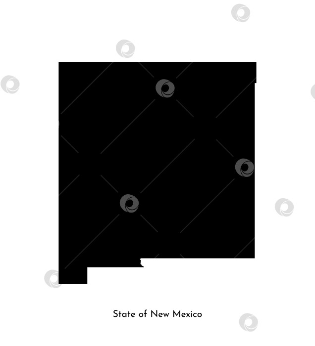 Скачать Векторная изолированная упрощенная иллюстрация с черным силуэтом карты штата Нью-Мексико, США. Белый фон фотосток Ozero