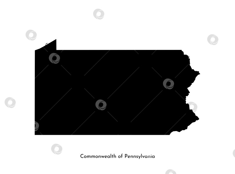 Скачать Векторная изолированная упрощенная иллюстрация с черным силуэтом карты штата Пенсильвания, США. Белый фон фотосток Ozero