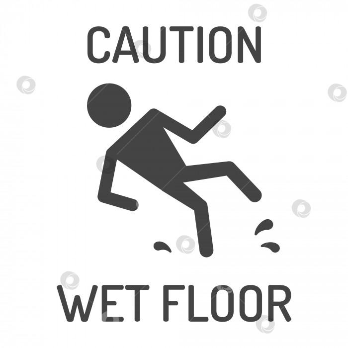 Скачать Предупреждающий знак о мокром полу, выделенный на белом фоне. Векторная иллюстрация фотосток Ozero