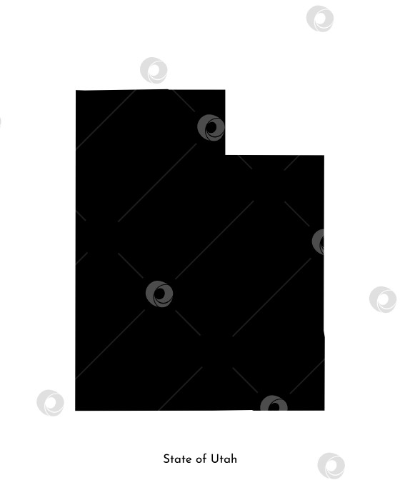 Скачать Векторная изолированная упрощенная иллюстрация с черным силуэтом карты штата Юта, США. Белый фон фотосток Ozero