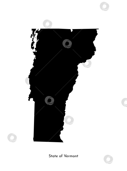 Скачать Векторная изолированная упрощенная иллюстрация с черным силуэтом карты штата Вермонт, США. Белый фон фотосток Ozero