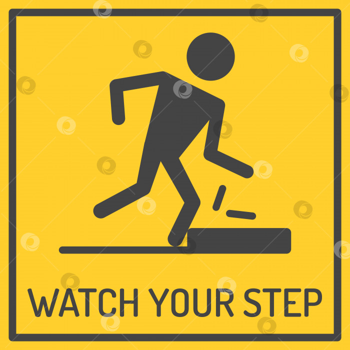 Скачать Знак "Следите за своим шагом" выделен на желтом фоне. фотосток Ozero
