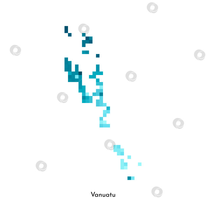 Скачать Векторная изолированная геометрическая иллюстрация с простой ледяной синей формой карты Вануату. Стиль пиксельной графики для шаблона NFT. Точечный логотип с градиентной текстурой для дизайна на белом фоне фотосток Ozero