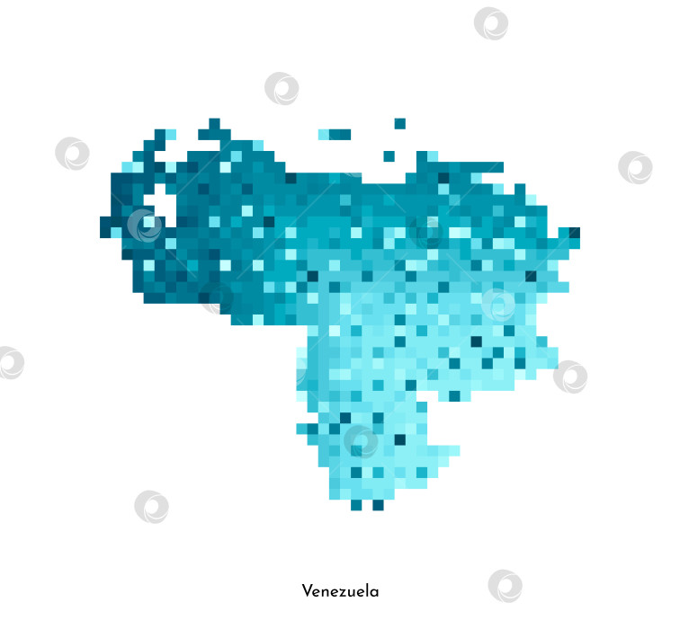 Скачать Векторная изолированная геометрическая иллюстрация с простой ледяной синей формой карты Венесуэлы. Стиль пиксельной графики для шаблона NFT. Точечный логотип с градиентной текстурой для дизайна на белом фоне фотосток Ozero