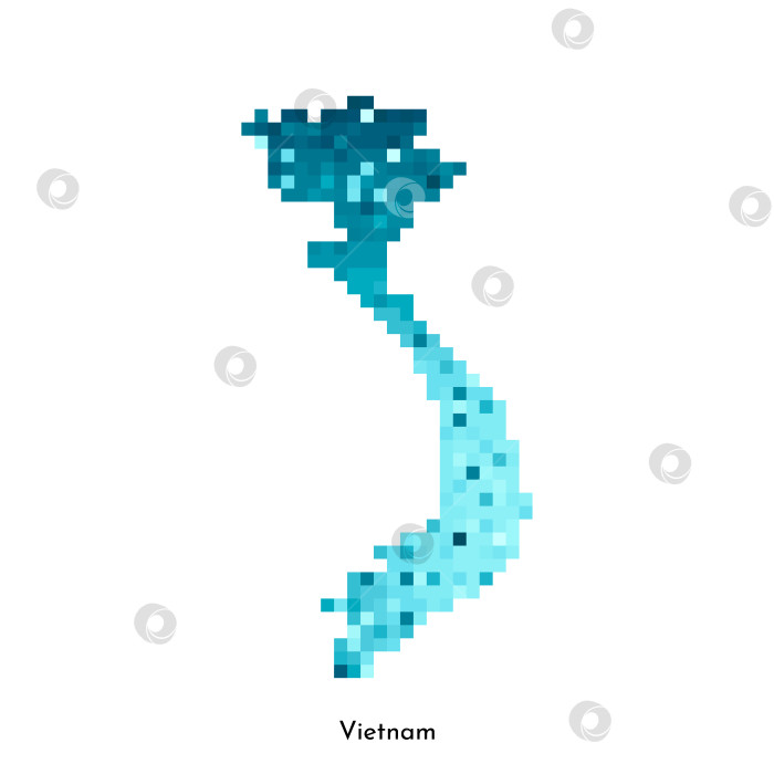Скачать Векторная изолированная геометрическая иллюстрация с простой ледяной синей формой карты Вьетнама. Стиль пиксельной графики для шаблона NFT. Точечный логотип с градиентной текстурой для дизайна на белом фоне фотосток Ozero