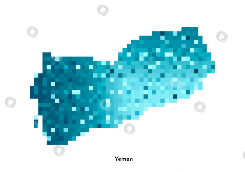 Скачать Векторная изолированная геометрическая иллюстрация с простой ледяной синей формой карты Йемена. Стиль пиксельной графики для шаблона NFT. Точечный логотип с градиентной текстурой для дизайна на белом фоне фотосток Ozero