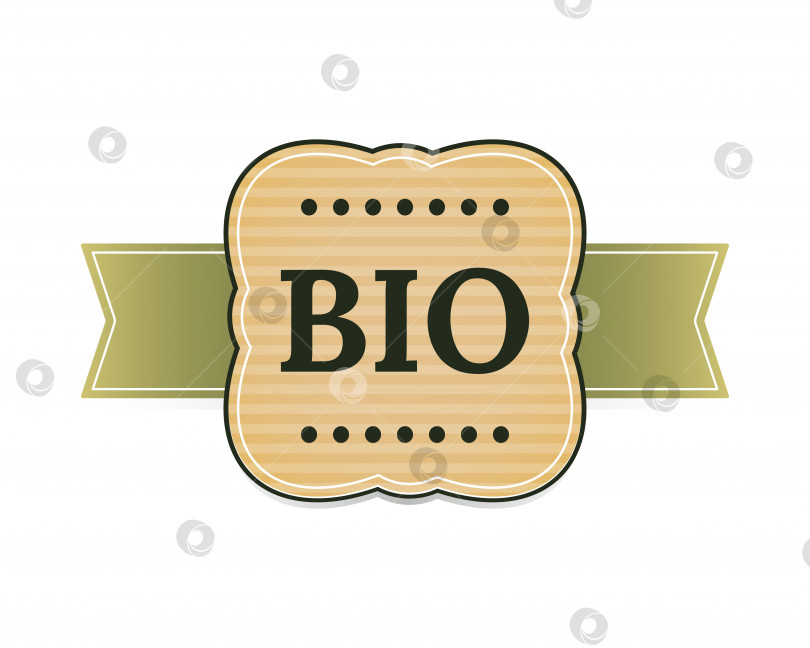 Скачать Этикетка биопродукта, значок, вывеска. Наклейка для органических продуктов. Значок органической еды. Векторная иллюстрация. фотосток Ozero