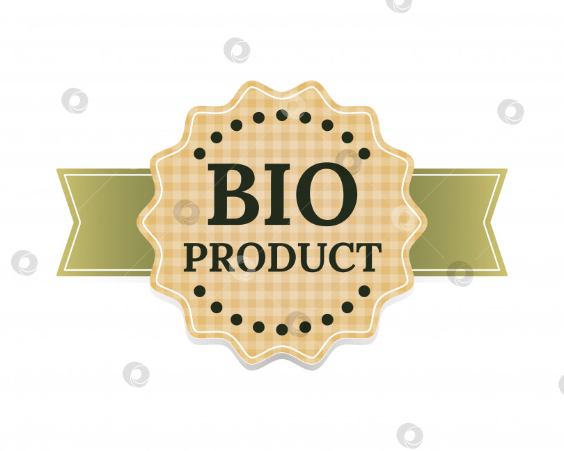 Скачать Этикетка биопродукта, значок, вывеска. Наклейка для органических продуктов. Значок органической еды. Векторная иллюстрация. фотосток Ozero