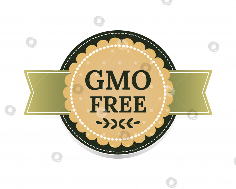 Скачать Этикетка, значок, вывеска без ГМО. Наклейка для органических продуктов. Значок органической еды. Векторная иллюстрация. фотосток Ozero
