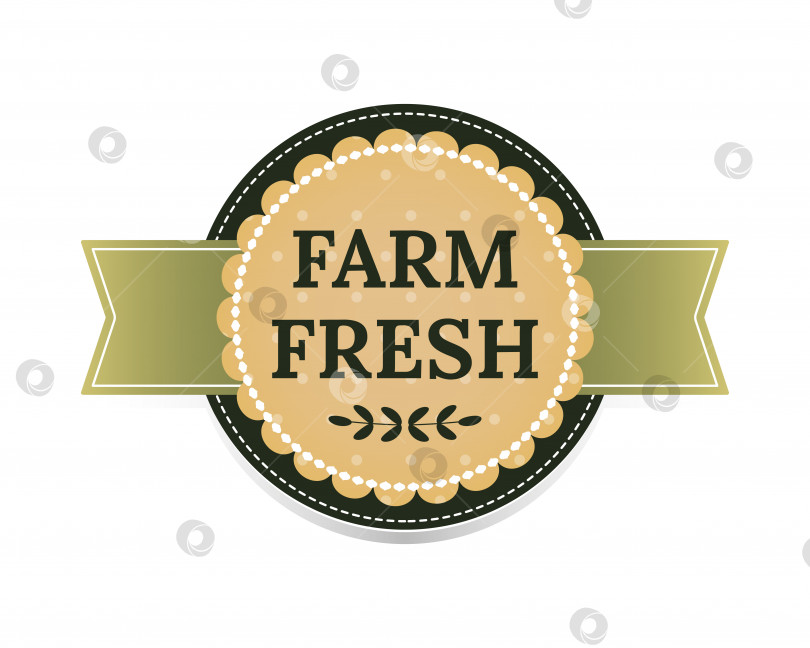 Скачать Этикетка Farm fresh, значок, вывеска. Наклейка для органических продуктов. Значок органической еды. Векторная иллюстрация. фотосток Ozero