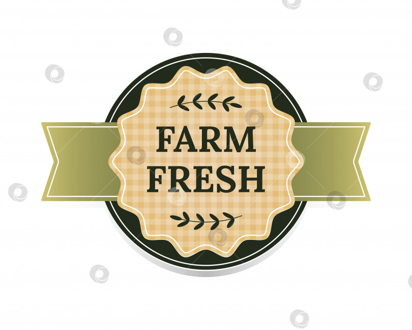 Скачать Этикетка Farm fresh, значок, вывеска. Наклейка для органических продуктов. Значок органической еды. Векторная иллюстрация. фотосток Ozero