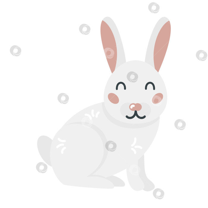 Скачать Милый мультяшный заяц-беляк, нарисованный от руки на изолированном белом фоне. Персонажи полярных, тундровых, лесных животных для логотипа, талисмана, дизайна. фотосток Ozero