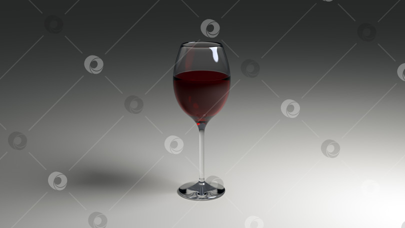 Скачать Бокал красного вина на нейтральном сером фоне. Иллюстрация для барного меню, винной карты. 3D-рендеринг иллюстрации фотосток Ozero