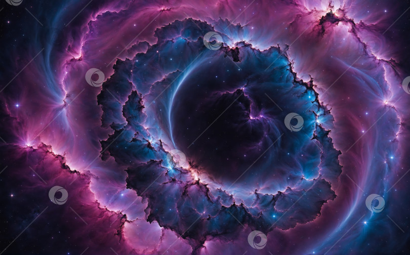 Скачать Абстрактный фон с изображением вращающихся ярких колец туманности в космическом пространстве фотосток Ozero