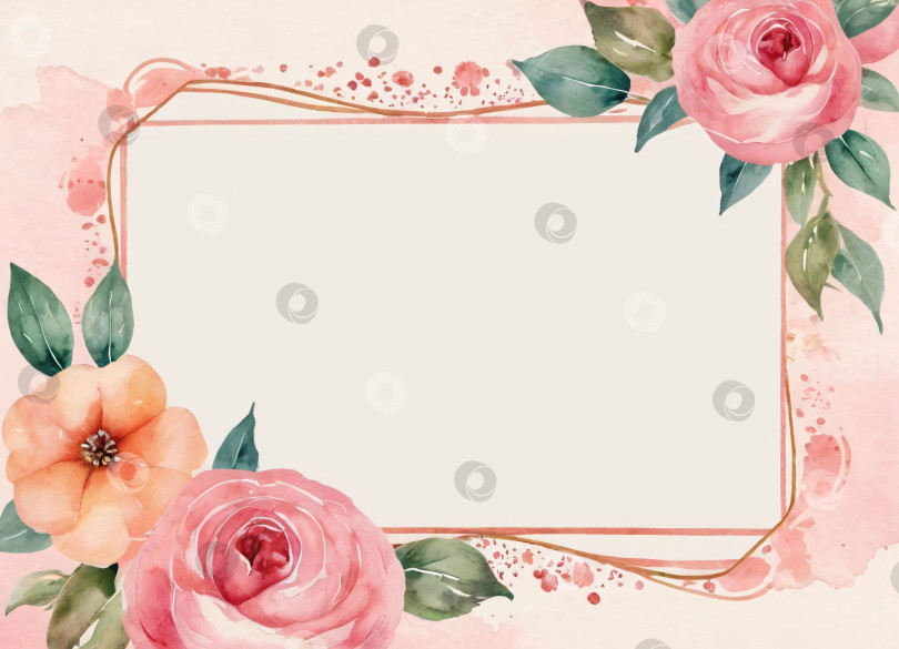 Скачать Рамка с розовыми цветами на белом фоне фотосток Ozero