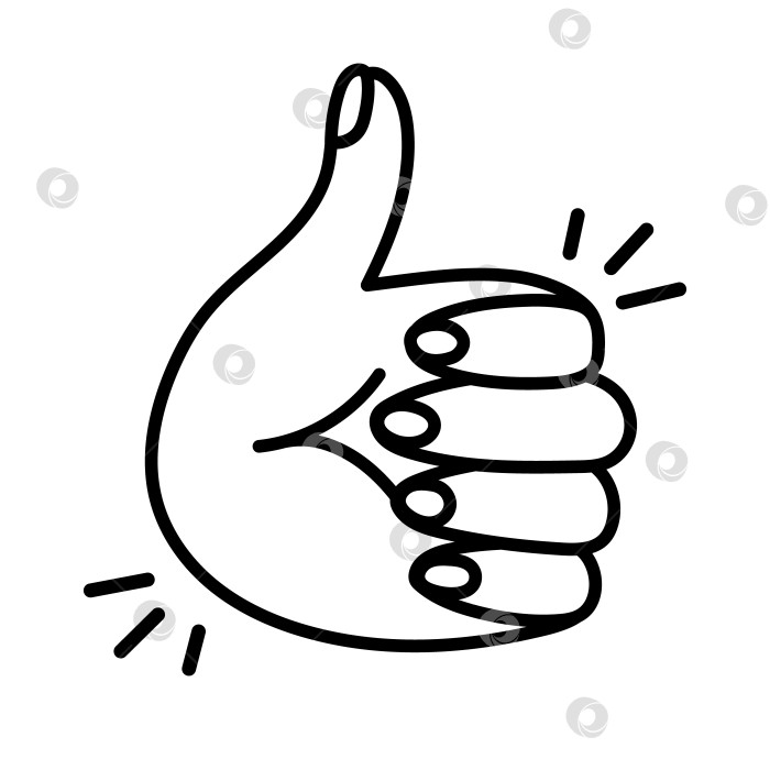 Скачать Нарисованный от руки контурный рисунок, обозначающий жест "ОК", "супер", "одобряю", "успех", "согласен", "ДА". Удовлетворенность, "отлично", "хорошая работа", "концепция достижения". Рука, изображающая символ "Ок" с выделенными пальцами на фоне фотосток Ozero
