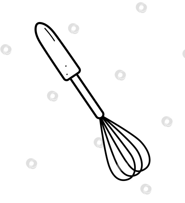 Скачать Векторная иконка венчика, рисованная иллюстрация кухонных принадлежностей, венчик для взбивания яиц или сливок. фотосток Ozero