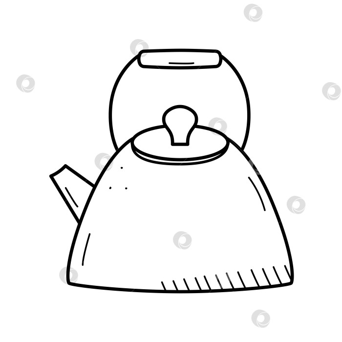 Скачать Значок в стиле эскиза чайника с каракулями. Векторная иллюстрация elements cook. Чайник для кипячения воды. фотосток Ozero