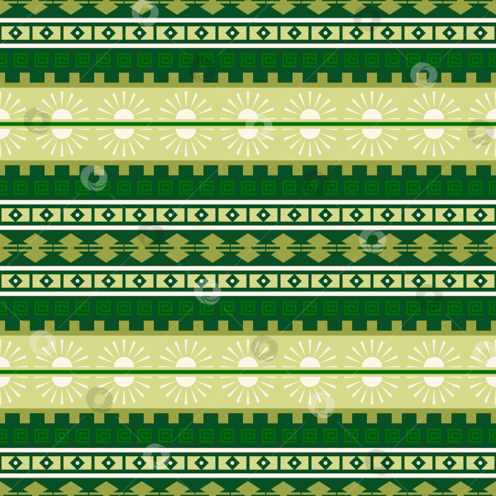 Скачать Этнический орнамент в зеленых оттенках фотосток Ozero