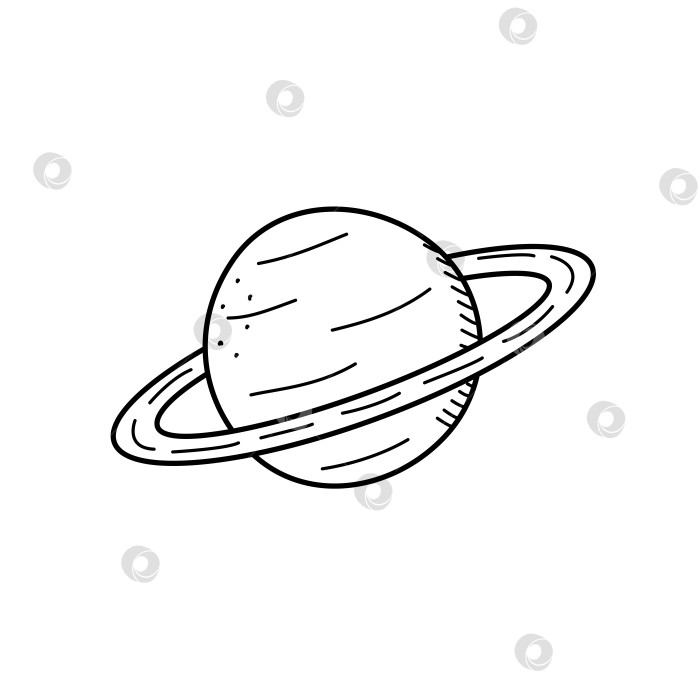 Скачать Планета Сатурн мультяшная векторная иллюстрация в стиле каракулей, выделенная на белом фоне. фотосток Ozero