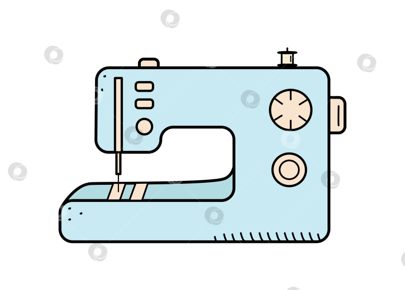 Скачать Значок классической швейной машины для самоделок. Векторная иллюстрация текстильной фабрики с электрической швейной машиной. фотосток Ozero