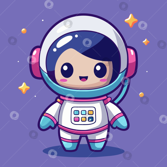 Скачать симпатичный астронавт в космосе, иллюстрирующий мультяшную векторную иконку. концепция иконки науки и техники в изолированном векторе. плоский мультяшный стиль фотосток Ozero