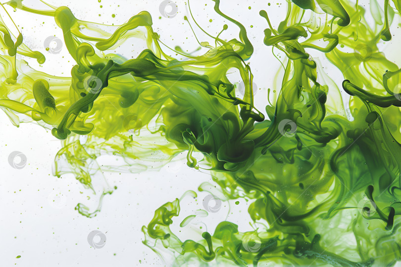 Скачать Дым ярких зеленых тонов на безупречно белом фоне фотосток Ozero