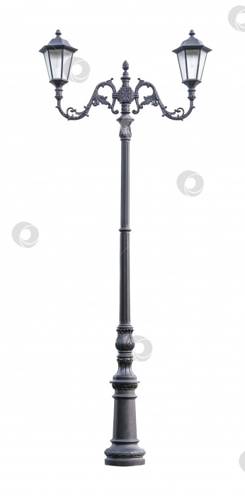 Скачать Винтажный фонарный столб, выделенный на белом фоне (элемент дизайна) фотосток Ozero
