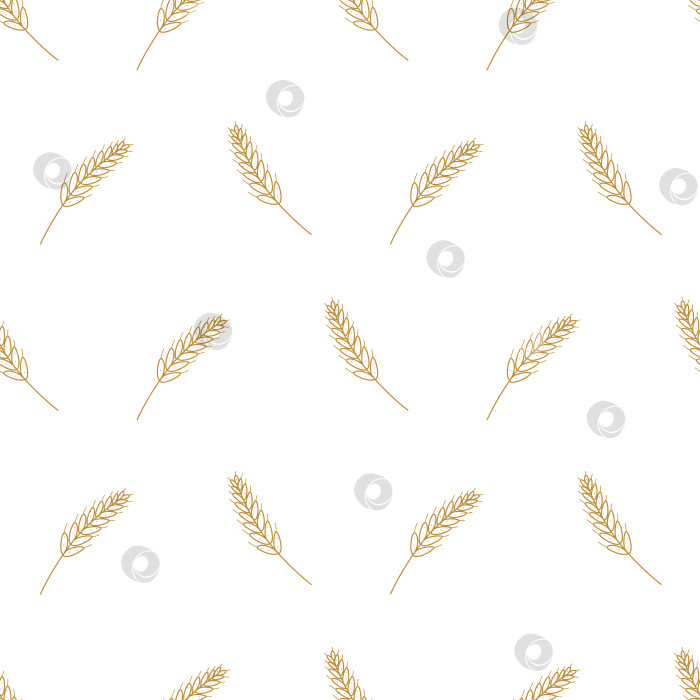 Скачать Бесшовный узор из колосьев пшеницы. Фон векторных обоев с изображением колосьев зерновых культур. фотосток Ozero
