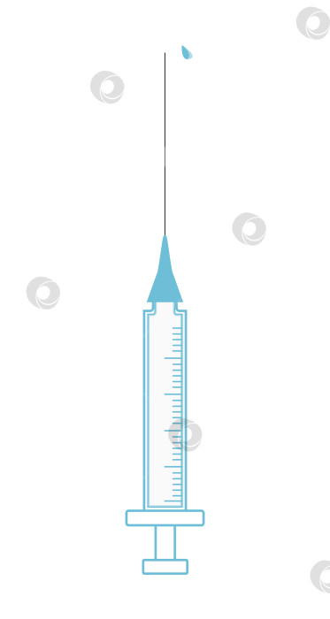 Скачать Мультяшный значок шприца с иглой. Векторная иллюстрация вакцинной инъекции, изолята на белом фоне. фотосток Ozero