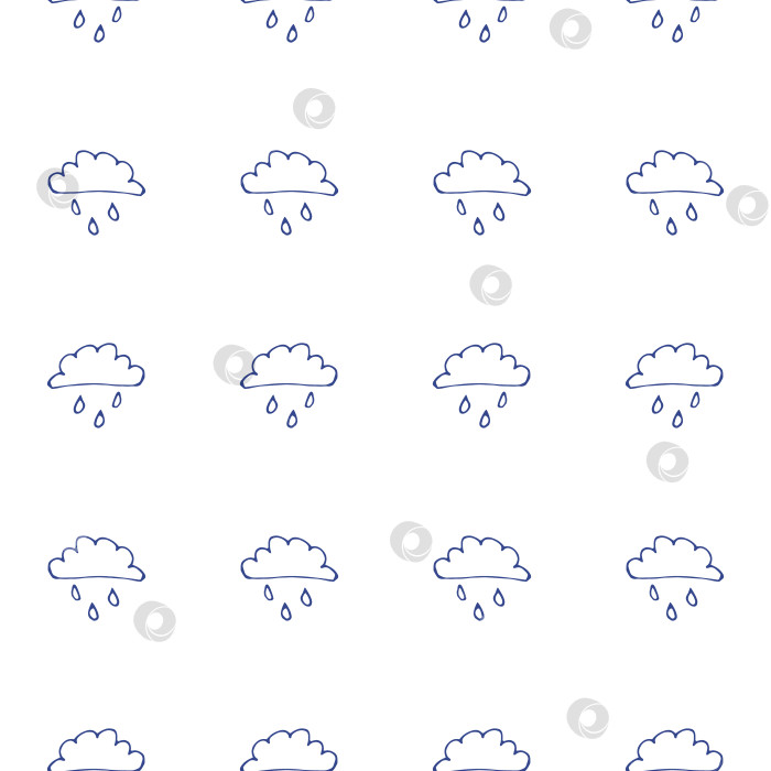 Скачать Облако с дождем, нарисованное вручную. Симпатичный минималистичный набор настенных рисунков для детской комнаты. Коллекция бесшовных рисунков. Дизайн для детей от Doodle. фотосток Ozero