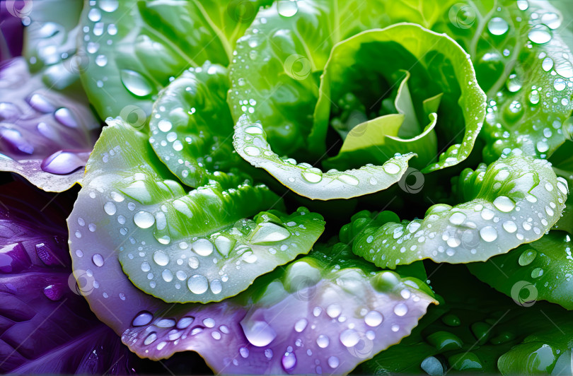 Скачать Урожай свежего салата-латука в саду - полезный овощ, экологически чистая зелень, растущая в вашем саду. Создан с помощью искусственного интеллекта фотосток Ozero