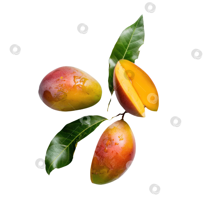 Скачать манго - вкусный тропический летний фрукт. Прозрачный фон, изолированное изображение фотосток Ozero